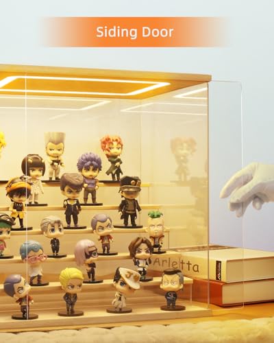 AZEYN Clear Acrylic Display Case with Light , 5 Tier Display Box Stand Assembly Dustproof Protection Showcase for Collectibles Action Figures Mini Decorations (12.6×12.2×11.8in; 32×31×30cm) AZEYN