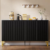 YITAHOME 55" Metal Storage Cabinet, Sideboard Buffet Cabinet with Adjustable Shelf, Metal Accent Console Credenza for Living Room, Kitchen, Dining Room, Black YITAHOME