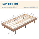 Dolonm Twin Size Floating Bed Frame, Modern Low Profile Platform Bed Frame, Floating Design Bed Slats Support, Noise Free, No Box Spring Needed, Easy Assembly, Walnut Dolonm
