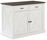 Crosley Furniture Clifton Kitchen Island with Storage Drawers and Shelves, Microwave Stand, Coffee Bar, Distressed White/Black Crosley Furniture