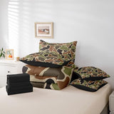 Feelyou Duck Hunter Green Camouflage Hunting 7 Pieces Bedding Set, Twin Size Black Brown All Season,Bed in a Bag with Comforter, Sheets, Pillowcases Camo Army Bed Set Breathable Wild Room Decor Feelyou