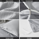 DCSKY Cotton Duvet Cover Full,100% Cotton Waffle Weave Grey Duvet Covers Full Size,Luxury Textured & Breathable 3pcs with 2 Pillow Shams for All Season 80x90 Inches DCSKY