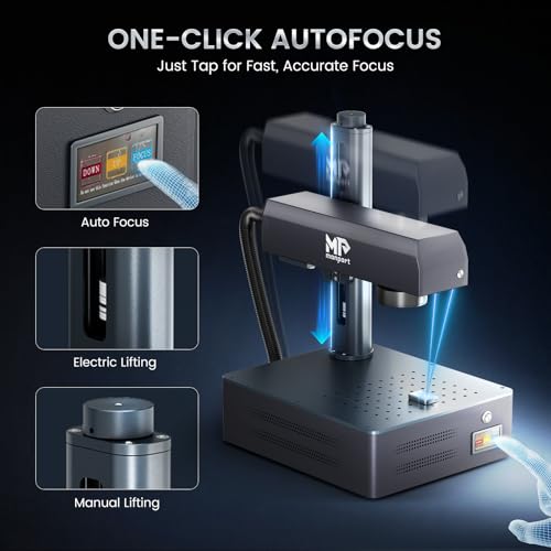 Monport 50W Pro Integrated Fiber Laser Engraver, 5.9"x5.9" Working Area, LightBurn Compatible, 3D Relief Engraving Metal Marking Machine with One-Touch Autofocus, JPT Laser Source Monport