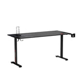 SEVEN WARRIOR Gaming Desk 60 INCH, T- Shaped Carbon Fiber Surface Computer Desk with Full Desk Mouse Pad, Ergonomic E-Sport Style Gamer Desk with Double Headphone Hook, USB Gaming Rack, Cup Holder SEVEN WARRIOR