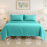 Pure Bedding Bed Sheets - King Sheet Set [4-Piece, Aqua] - Hotel Luxury 1800 Brushed Microfiber - Soft and Breathable - Deep Pocket Fitted Sheet, Flat Sheet, Pillow Cases Pure Bedding