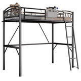 Decofy Metal Loft Bed Twin Size, Twin Loft Bed with Bedside Caddy, Convertible Ladder & Full-Length Guardrails, Space-Saving & Noise Free Design, No Box Spring Needed, Loftbed Frame for Teens Adults Decofy