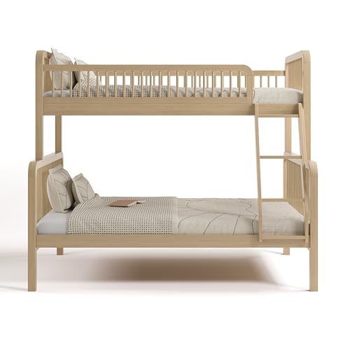 Storkcraft Pasadena Deluxe Twin-Over-Full Wood Bunk Bed (Driftwood) – GREENGUARD Gold Certified, Durable Wood Construction for Kids Bedroom, Space Saving Design, Fits Twin and Full Mattresses Storkcraft