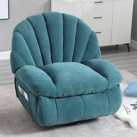 HOMYEDAMIC Power Recliner Chair Swivel, Comfortable Soft Fabric Shell Shape with Storage 360 Swivel Electric Big Tall Single Reclining Sofa for Adults Living Room Bedroom(Green) HOMYEDAMIC