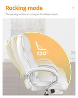 Office Chair Computer High Back Adjustable Ergonomic Desk Chair Executive PU Leather Swivel Task Chair with Armrests Lumbar Support (White) FDW