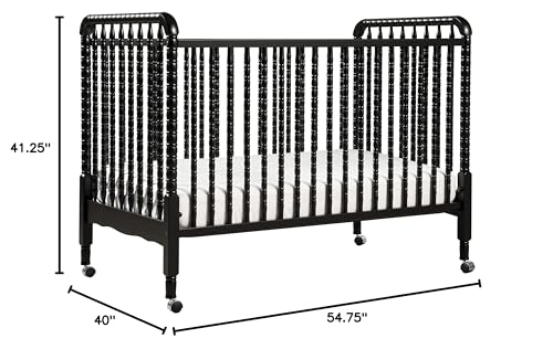 DaVinci Jenny Lind 3-in-1 Convertible Crib in Ebony, Removable Wheels, Greenguard Gold Certified DaVinci