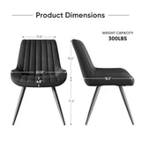 Nalupatio Modern Dining Chairs Set of 2, Comfortable Dining Room Chairs with Thick Cushions, Fabric Upholstered Side Chairs with Metal Legs for Kitchen, Black Nalupatio