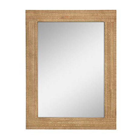 Stonebriar 24" x 18" Rectangle Natural Wood Frame Wall Mirror with Attached Hanging Brackets, Decorative Country Rustic Decor for the Living Room, Bedroom, Bathroom, Hallway, and Entryway Stonebriar