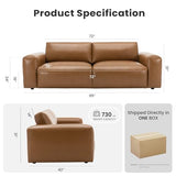 COLAMY 95" Oversized PU Leather Couch, Comfy loveseat Sofa with Extra Deep Seats, Wide Armrests and Down-Filled Cushion, 3-Seater Mid Century Modern Sofa for Living Room, Apartment Lounge (Brown) COLAMY