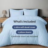 Duvet Cover Queen Size - Extra Soft Queen Size Duvet Cover - Lightweight & Breathable - Easy Care & Fade Free with Zipper Closures & Ties - 90" x 90" Inches - (Light Blue) Comforter Not Included CGK Unlimited