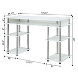Convenience Concepts Designs2Go No Tools Desk Home Office Desk with Shelves, Corner Shelf Vanity Desk Computer Desk Nail Table for Nail Tech - 47.25" L x 15.75" W x 30" H, White Convenience Concepts
