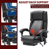 SleekJtre Massage Office Chair with Heat,Executive Desk Chairs with Foot Rest, Reclining Chair Big and Tall for Heavy People,4 Points Vibration 500lbs,Adjustable Lumar Support Black SleekJtre