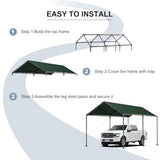 10x20 FT Heavy Duty Carport Car Tent Car Canopy Storage Shed,Portable Garage Party Tent,Portable Garage All-Season Tarp for Car,Truck,SUV,Party (Green) GREZJXC