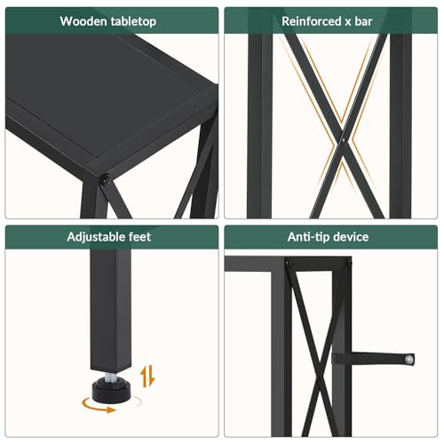 Gewudraw 55.1" Narrow Sofa Table, Console Table with Oulets & USB Ports, Entryway Table, Industrial Couch Table for Hallway, Living Room, Bedroom, 6.5 Feet Power Cord,Black Gewudraw