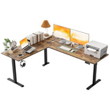 Agilestic L-Shaped Standing Desk Adjustable Height, Electric Corner Standing Desk, Sit Stand Up Desk, 75x61 inch Sit Stand Computer Table, Rustic Brown Agilestic