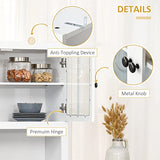 HOMCOM Kitchen Hutch, Pantry Cabinet with Glass Framed Door, Adjustable Shelves and Microwave Space for Dining Room, White HOMCOM