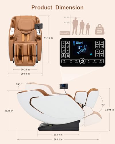 Msutree 3D Massage Chair Full Body, Zero Gravity SL-Track Shiatsu Massage Recliner Chair with Heat, AI Voice Control, Foot Rollers, Airbags, Auto Modes, Smart Screen Controller, White Msutree