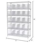 Akro-Mils 30260 AkroBins Plastic Storage Bins, Space-Saving Stackable Bins for Garage, Pantry, Craft Organization, 18" x 11" x 10", Clear, 6-Pack Akro-Mils