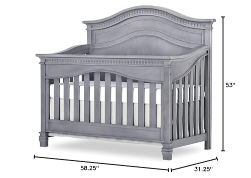 Evolur Cheyenne 5 in 1 Full Panel Convertible Crib, Storm Grey 58.25x31.25x53 Inch (Pack of 1) - WoodArtSupply