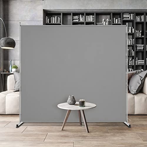 RANTILA Single Large Panel Room Divider, Privacy Screen for Office, Partition Separators, Freestanding Divider 71''W x 69.5''H, Grey RANTILA