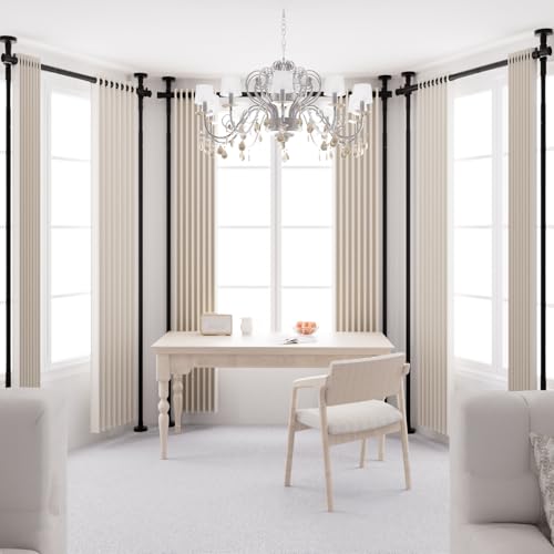 Room Divider for Room Separation，No Drilling Curtain Rod Wall Divider Metal Rod, 4-10ft(H) 28-140inch(W) Adjustable, Heavy Duty Partition Space Separator Freestanding Tension Curtain Stand (Black) Toyear