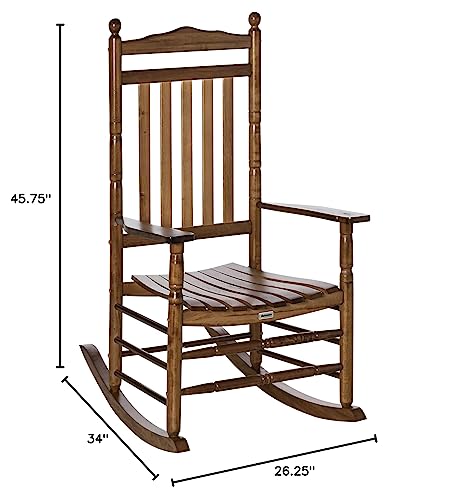 Outsunny Traditional Wooden High-Back Rocking Chair for Porch, Indoor/Outdoor, Brown Outsunny