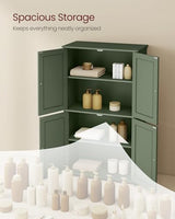 VASAGLE Floor Storage Cabinet, Shaker Cabinet with 2 Adjustable Shelves, 4 Doors, Tall Freestanding Organizer Unit, for Kitchen Bathroom Living Room, Forest Green UBBC553CH01S VASAGLE