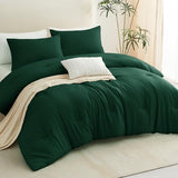 CozyLux Dark Emerald Green Full Size Comforter Set, 3 Pieces Solid Breathable Quilted Bedding Sets, Luxury Fluffy Soft Bed Set with Down Alternative Comforter All Season (1 Comforter & 2 Pillowcases) CozyLux