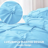 MKNAZ Bedding Duvet Cover Queen Size Blue Set, 3 Pieces Set Solid Color Satin Queen Duvet Cover Set 1 Comforter Cover and 2 Pillowcases with Zipper Cover (Lake Blue, Queen 90''*90'') MKNAZ