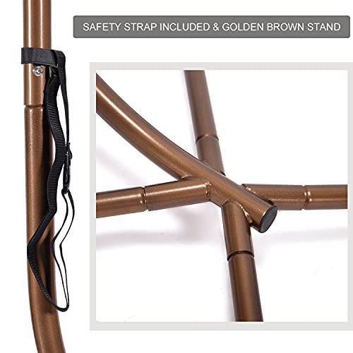 NICESOUL® Swing Egg Chair with Stand Indoor Outdoor Wicker Rattan Patio Basket Hanging Chair with UV Resistant Cushions 350lbs Capacity for Bedroom Balcony Patio (Cream) NICESOUL