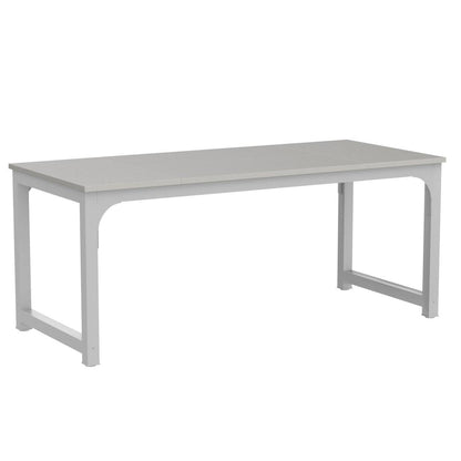 Tribesigns 6FT Conference Table, 70.86" W x 31.49" D Meeting Room Table Boardroom Desk for Office Conference Room, Splicing Board with Metal Frame, White - WoodArtSupply