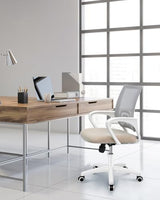 NEO CHAIR Office Desk Computer Chair Ergonomic Mesh Gaming Mid Back Seat with Comfy Lumbar Support Adjustable Height Swivel for Home Task (Beige) NEO CHAIR