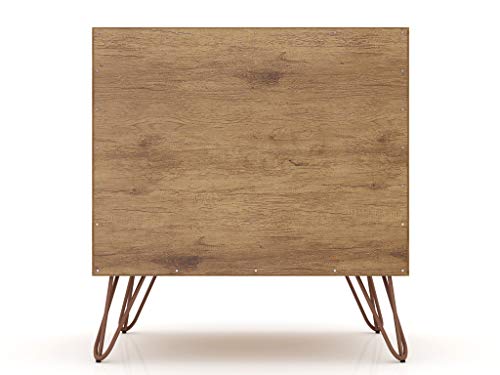 Manhattan Comfort Rockefeller Nightstand with Drawer and Cubby, Mid Century Modern Bedside Table, Minimalist Display and Storage Organizer, Ideal for Bedroom and Living Room, Nature/Rose Pink Manhattan Comfort