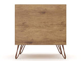 Manhattan Comfort Rockefeller Nightstand with Drawer and Cubby, Mid Century Modern Bedside Table, Minimalist Display and Storage Organizer, Ideal for Bedroom and Living Room, Nature/Rose Pink Manhattan Comfort