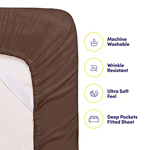 Twin Size Bed Sheets - 4 Piece 1500 Supreme Collection Fine Brushed Microfiber Deep Pocket Twin Sheet Set Bedding - 1 EXTRA PILLOW CASES, GREAT VALUE, Twin, Brown Sweet Home Collection