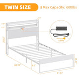 Elephance Twin Bed Frames with Charging Station and Storage Headboard, No Box Spring Needed, Noise Free, Easy Assembly Elephance