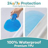 OhGeni Waterproof Mattress Protector, Queen Size Fitted Sheet with Deep Pocket, 6''-18'' Washable Hypoallergenic Mattresses Cover,Noiseless Soft Mattress Pad, Urine,Bedroom Essential,Pee & Dirt-Proof OhGeni