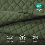 SunStyle Home Quilt Set Twin Olive Green Lightweight Comforter Bedspread Soft Reversible Coverlet for All Season 2pcs Army Green Durable Diamond Quilted Bedding Set (1 Quilt 1 Pillow Sham)(68"x86") SunStyle Home