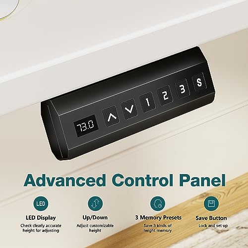 Simple Deluxe Electric Standing Desk, Adjustable Height Stand up Desk, 24x63 Inches Sit Stand up Desk with Cable Management, Memory Computer Home Office Desk, White Simple Deluxe