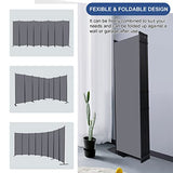 Room Divider Folding Privacy Screens with Wheels, 6FT Tall Divider for Room Separation, Movable Room Partitons and Dividers, Indoor Room Dividers Panel with Fabric (Grey, 8 Panel-176‘’-Flat Base) HOMSCREENER
