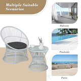 Athena Collection Outdoor Patio Furniture Set Wicker Bistro Set, 3 Piece Conversation Set All-Weather PE Rattan Chairs with Seat Cushions & Glass Table for Porch, Backyard, Black Athena Collection