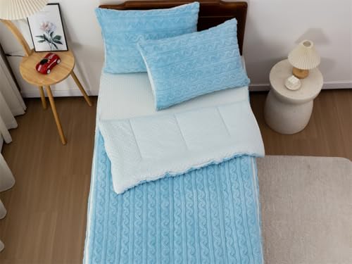 Aimuan Kids Zippered Comforter Set - Blue Fleece Zipper Bedding for Girls (Twin, Blue) Aimuan