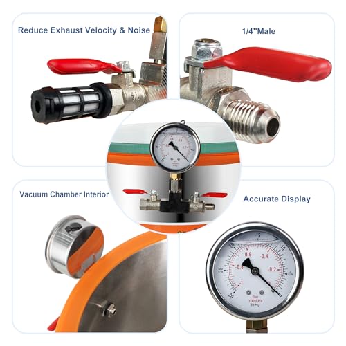 BACOENG 5 Gallon Vacuum Chamber Kit with 4.5 CFM 1 Stage Vacuum Pump HVAC, Perfect for Stabilizing Wood, Degassing Silicones and Epoxies BACOENG