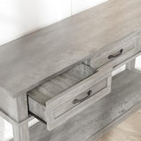 IDEALHOUSE entryway Table, Entry Table with Drawers 3-Drawer Storage & Open Shelf, 2-Tier Sofa Table Behind Couch Narrow Long, Farmhouse entryway Console for Hallway Foyer Living Room, Grey IDEALHOUSE