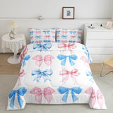 Erosebridal Rainbow Bows Comforter Set Twin,Pink Blue Kawaii Bowknot Bedding for Kids Girls,Watercolor Ribbon Bows Duvet Insert,Aesthetic Coquette Down Comforter Erosebridal