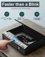 AINIRO Gun Safe for Pistols - Biometric Gun Safe for Handgun, Quick-Access Gun Lock with Fingerprint Identification or Key Pad, Firearm Storage Home Bedside Nightstand Car AINIRO